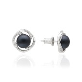 Cercei argint cu perle naturale negre si cristale DiAmanti SK16402E_B-G